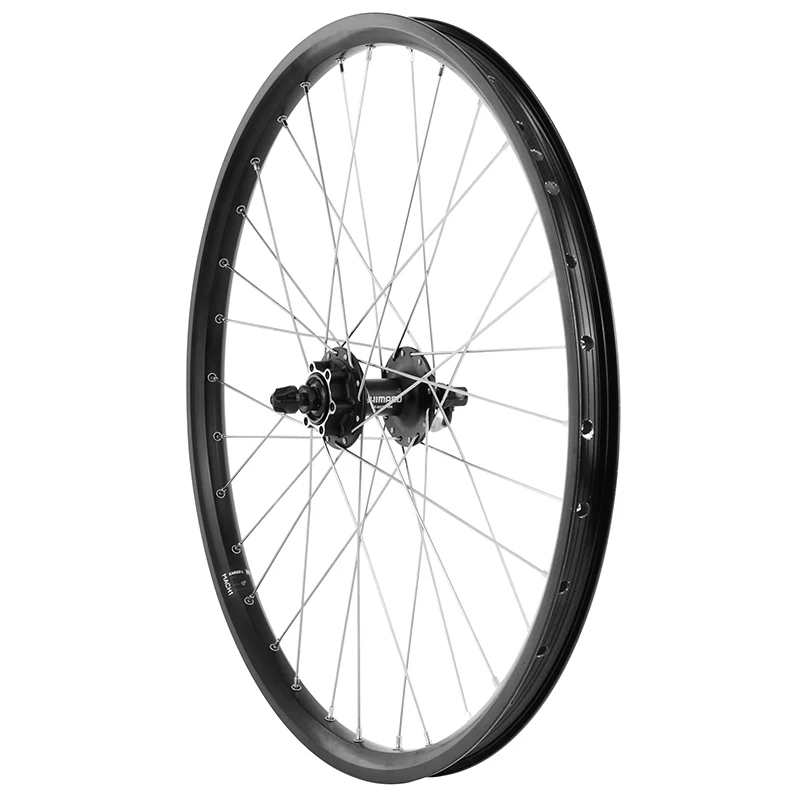 Roue VTT - Cargo - VAE - E-Bike - Longtail Disque Blocage 24" Kargo L Moyeu Shimano M475 Disque 6 Trous Noir (Renforcé) Jante 25C 32 Rayons INOX -Poids Max 225 Kg-