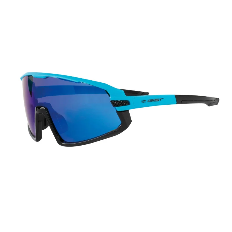 Lunettes Vélo Adulte Gist Next Monture Bleu (3 Verres Interchangeables - Protection 100% Uv - Uva - Uvb) Vision Optimale, Ultra Adherentes, Tres Resistantes (Verre Cat 3)