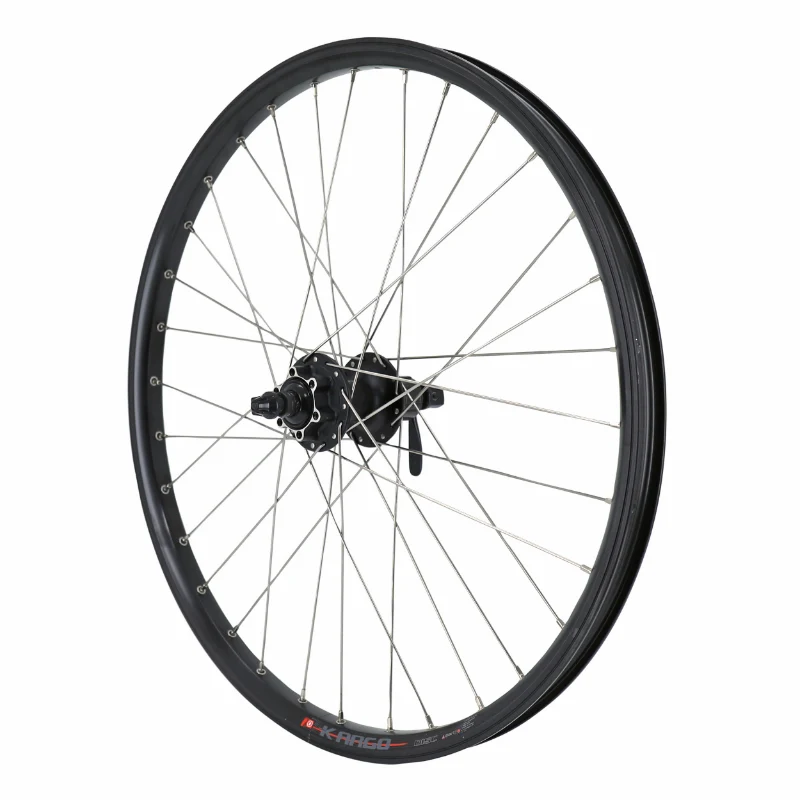 Roue VTT - Cargo - VAE - E-Bike - Longtail Disque Blocage 24" Kargo L Moyeu Shimano M475 Cassette 11-10-9V 6 Trous Noir (Renforcé) Jante 25C 32 Rayons INOX -Poids Max 225 Kg-