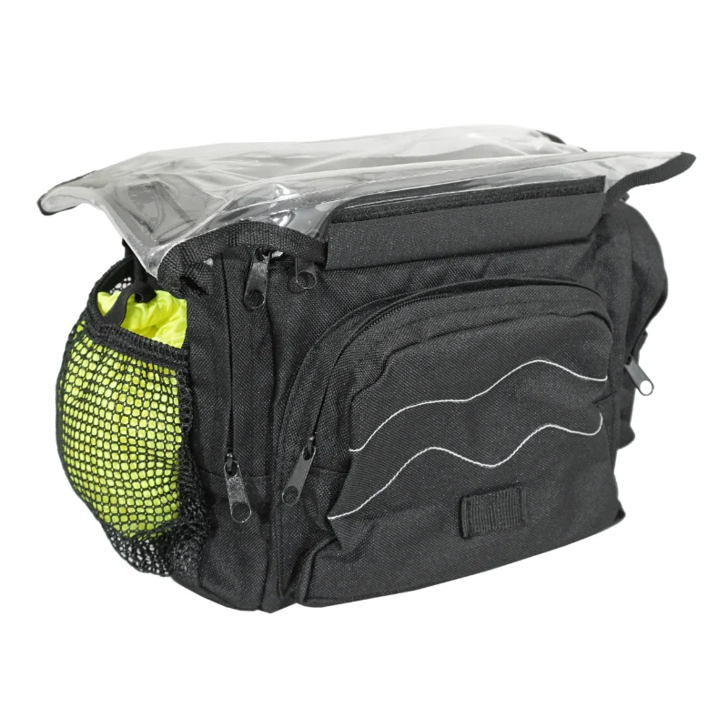 Sacoche De Cintre-Guidon Vélo Newton N4 Noir Fixation Clip 25.8-31.8 Avec Lecteur Carte (Lg30Xl19Xh21)