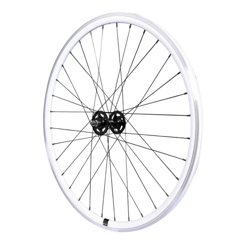 Roue Route - Fixie Patin P2R Blanc Avant Avec Écrous Jante 17C Profil 28 mm