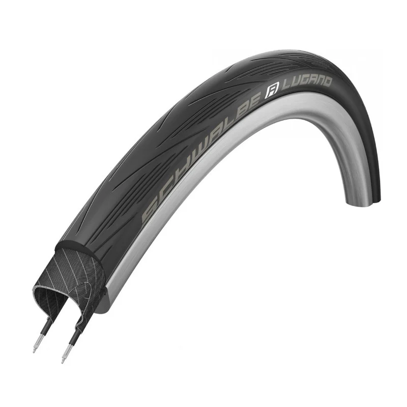 Pneu Route 700 X 25 Schwalbe Lugano2 Endurance Renfort Anti-Crevaison Noir Tr (25-622)