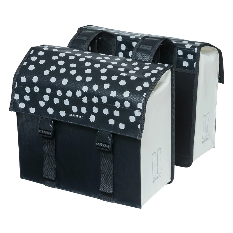 Sacoche Arrière Vélo Double Basil Urban Load Waterproof Noir-Blanc Reflective 48-53L (41X18X46 cm) Waterproof