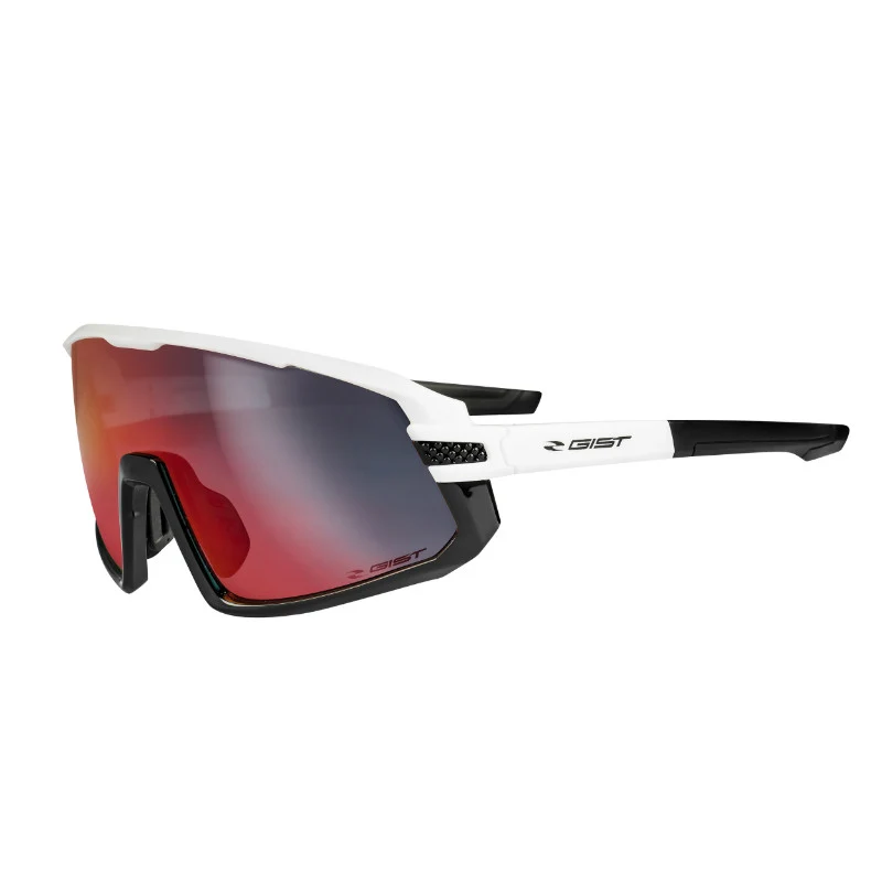 Lunettes Vélo Adulte Gist Next Monture Blanc (3 Verres Interchangeables - Protection 100% Uv - Uva - Uvb) Vision Optimale, Ultra Adherentes, Tres Resistantes (Verre Cat 3)