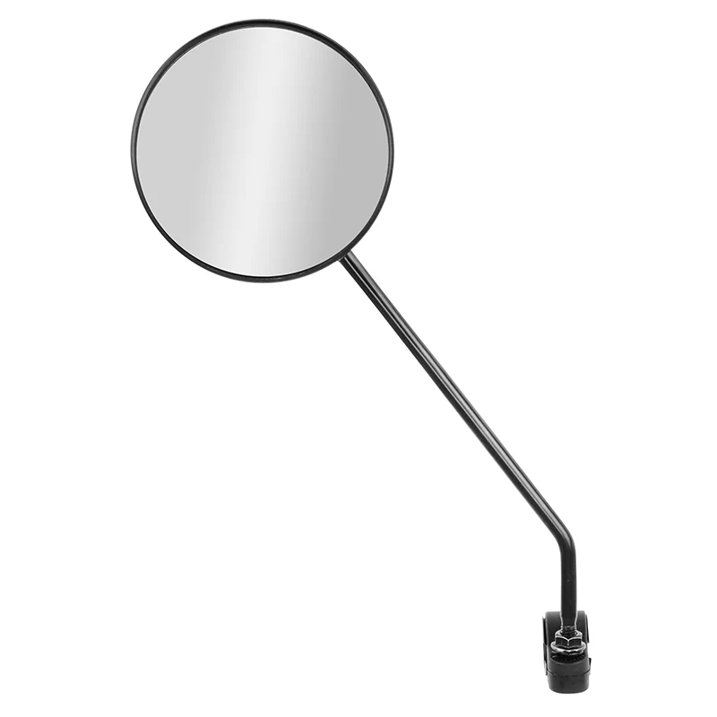 Rétroviseur Vélo Gauche Ou Droit Rond Noir Fixation Collier Tige 170 mm Réglable 22.2 mm (Miroir Diam 85 mm) (Vendu Sur Carte)