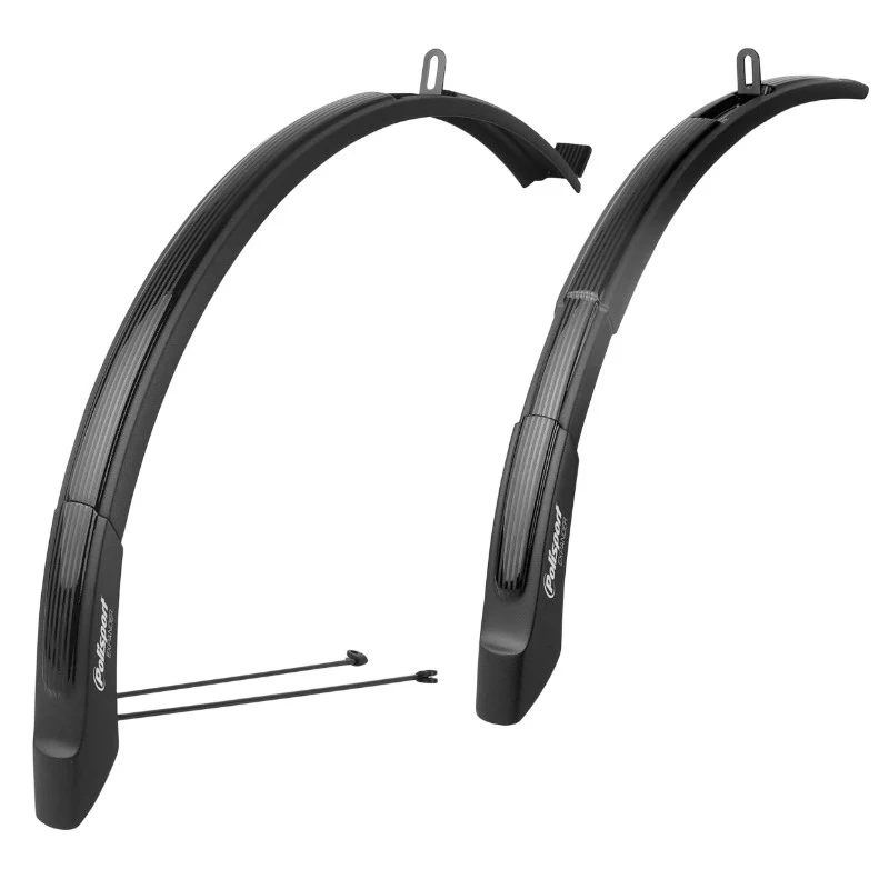 Garde Boue VTT Tringles 26-29'' Polisport Expander Noir Largeur 65 mm (Paire) Réglable En Longueur Compatible V-Brake Et Disque