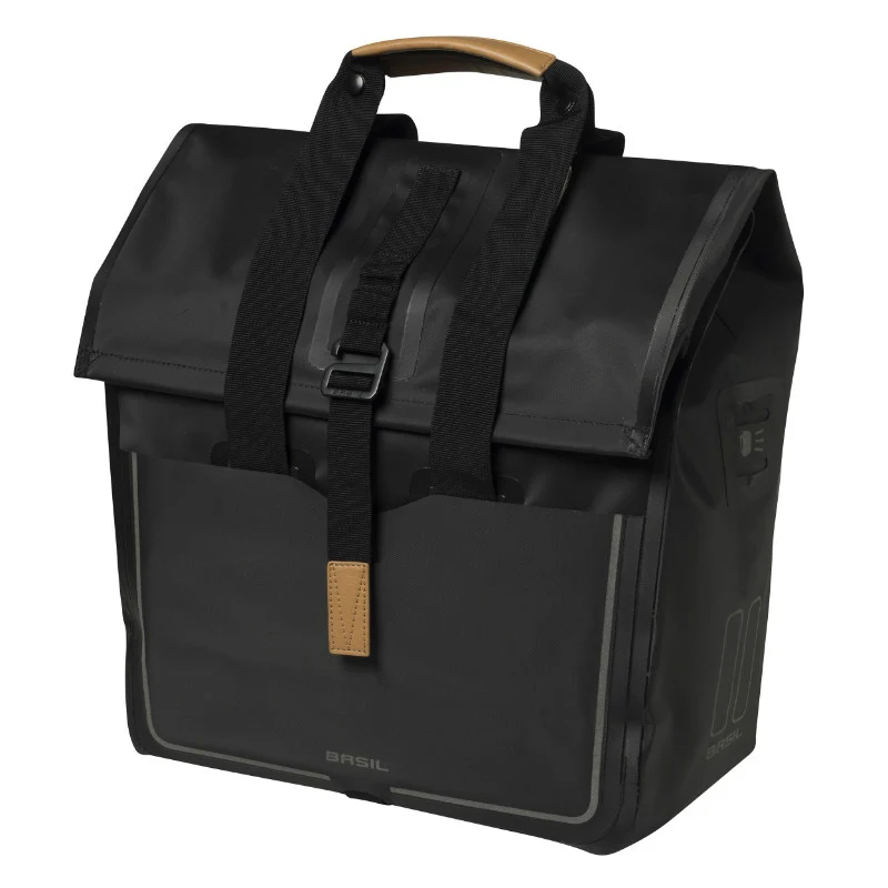 Sacoche Arrière Vélo Laterale Basil Urban Dry Shopper Noir Droit-Gauche Waterproof 20L (32X15X37 cm)