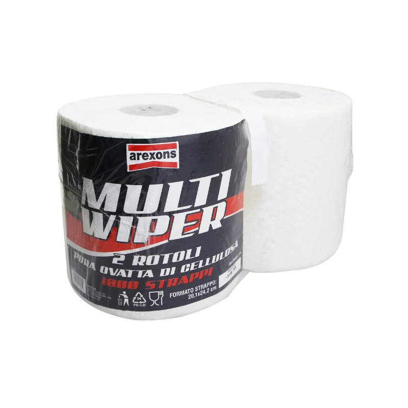 Papier Bobine Essuie-Main Arexons Wipper Ii Multi Ouate (2 Bobines - 1000 Feuilles Dim 20.1X24.2 cm)