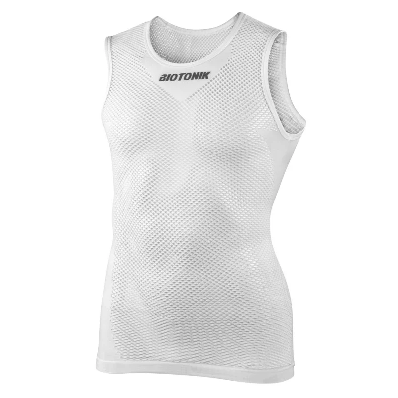 Maillot De Corps Été Sans Manche Biotonik Blanc Maille Aere Taille Unique - Absorbe La Transpiration, Traite Anti-Bacterien