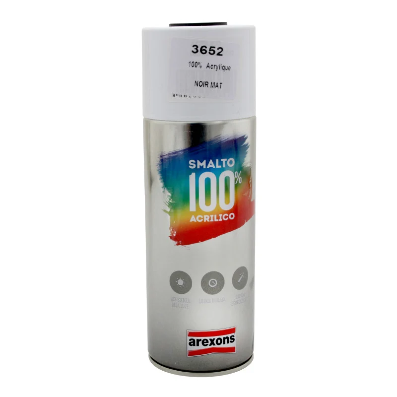 Bombe De Peinture Arexons Acrylique 100 Noir Mat Aerosol 400 Ml (3652)