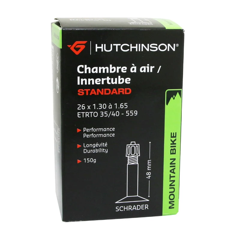 Chambre A Air Vélo 26 X 1.30-1.65 Hutchinson Valve Standard 48 mm 150G