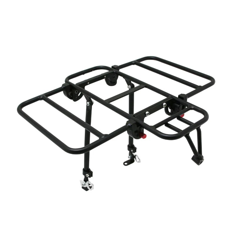 Porte Bagage Vélo Avant Plateforme P2R Pliable Sur Les Cotes (Sans Outil) Alu Noir Mat 29''-26" (Poids Maxi 10 Kg) -Fixation Sur Tasseau V-Brake