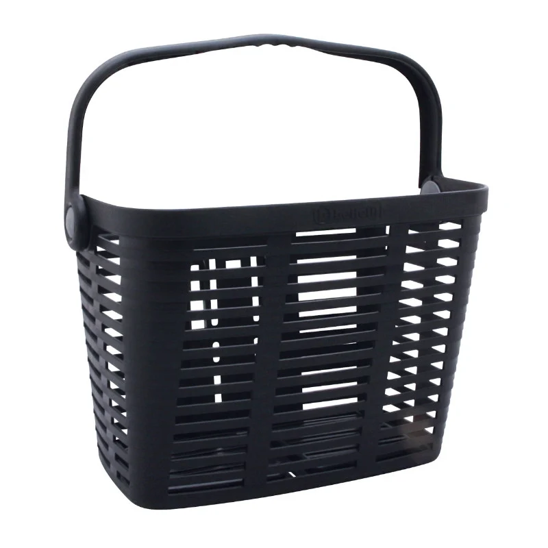Panier Avant Plastique Noir Avec Anse Fixation 60 mm Systeme Clips (Avecadaptateur 22-26-32) - Poids Max 5 Kg