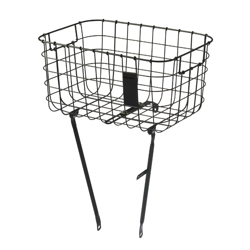 Panier Vélo Avant Basil Robin Acier Noir Mat Réglable 28''-26" (Poids Maxi 10 Kg) (47 X 31 X 25 cm)