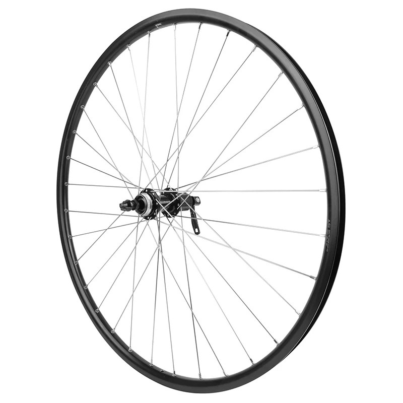 Roue VTC Disque Blocage 700 X 35 - 28" Er20 Arrière Noir Moyeu Shimano Acera Qc400 11-10-9V Centerlock Rayon INOX Jante 19C 32 Rayons