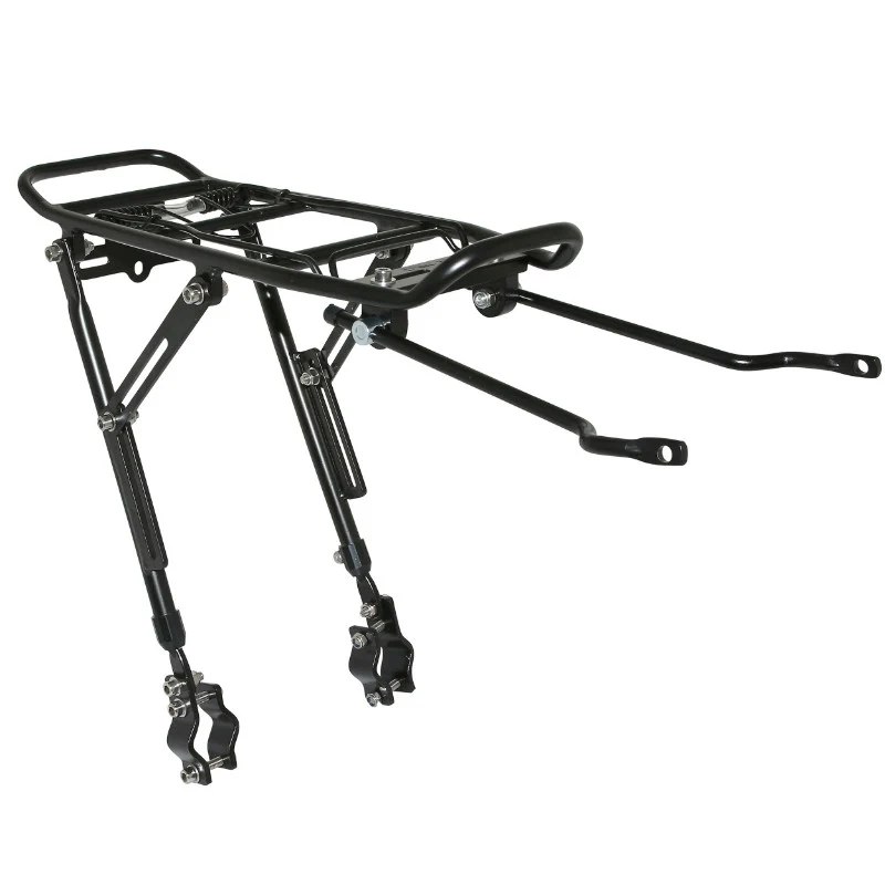 Porte Bagage Vélo Arrière A Tringles P2R Fixation Sur Haubans Alu Noir Réglable 26" A 29'' (Surface Plateforme 39 X 14 cm) - Poids 25 Kg