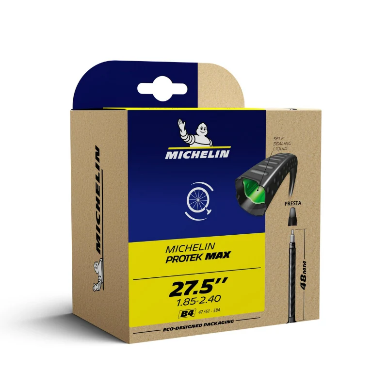 Chambre A Air Vélo 27.5 X 1.85-2.40 Michelin Protek Max Valve Presta 40 mm Avec Liquide Anti-Crevaison