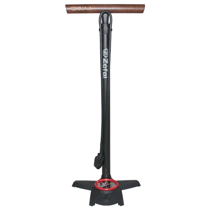 Pompe A Pied Zefal Profil Max Fp60 Corps Alu Noir Mat Manometre 12Bars Raccord Switch Vp-Vs Manche En Bois - Made In France