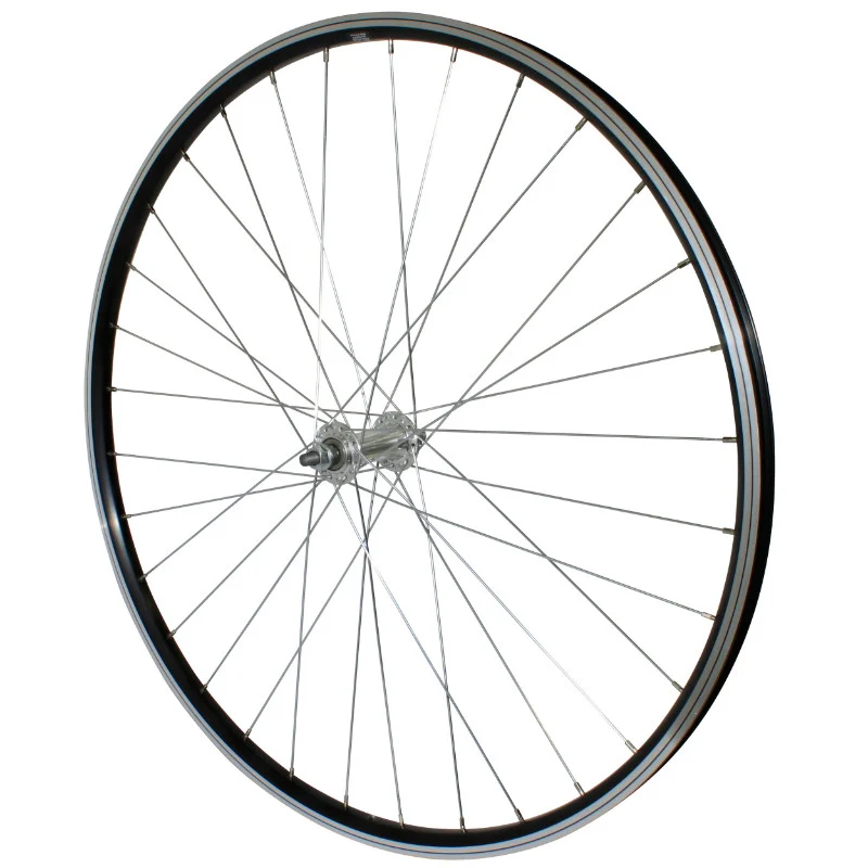Roue VTC Patin 700 X 35 - 28" P2R Avant Alu Noir Double Paroi Moyeu Alu Axe Plein