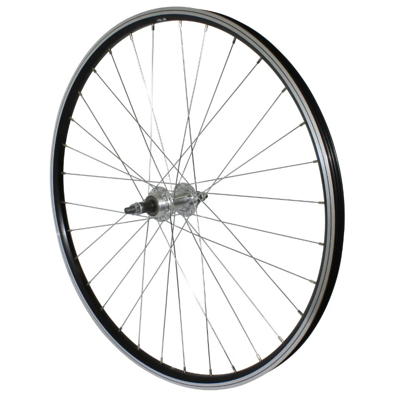 Roue VTT Patin 26" P2R Arrière Alu Noir Double Paroi Moyeu Alu Roue Libre 7-6V Axe Plein