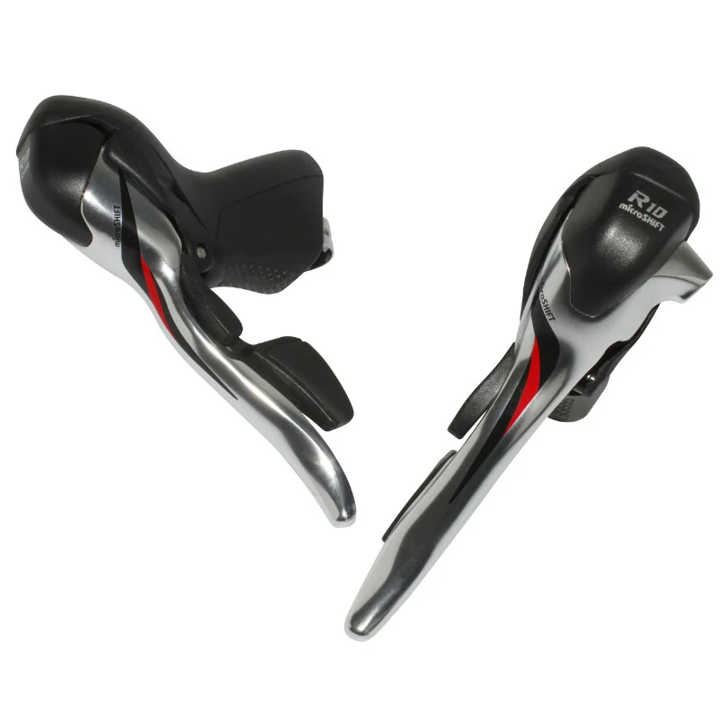 Levier-Manette Route Patin Microshift 10V. Triple Alu Argent Compatible Shimano (Paire Sachet Pour Atelier) Sauf Tiagra 4700