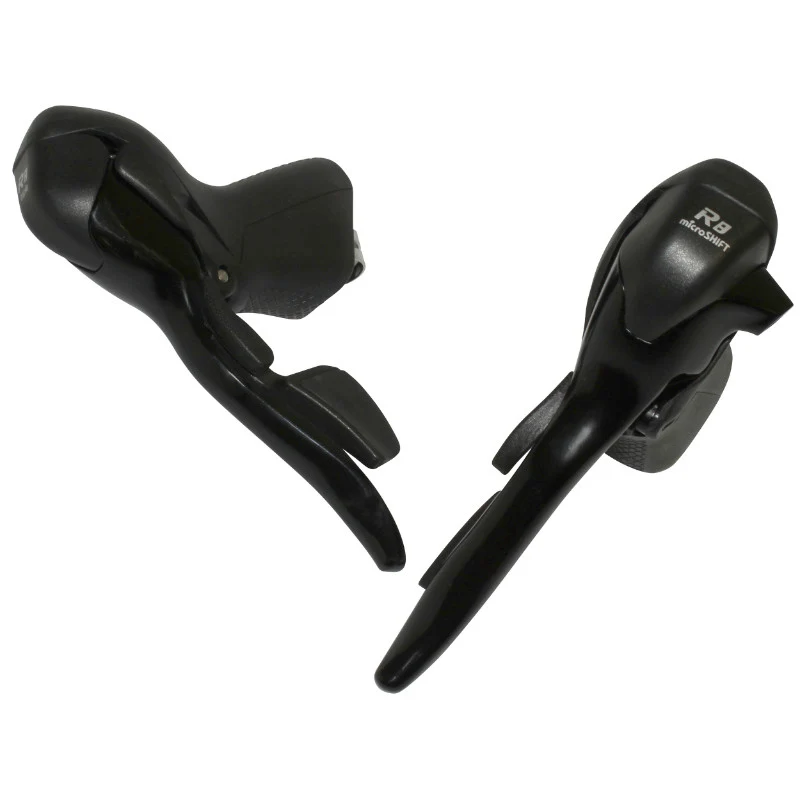 Levier-Manette Route Patin Microshift 8V. Triple Alu Noir Compatible Shimano (Paire Sachet Pour Atelier)