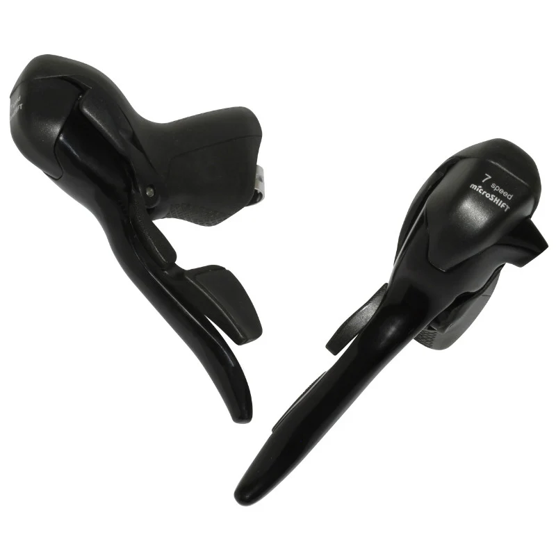 Levier-Manette Route Patin Microshift 7V. Triple Alu Noir Compatible Shimano (Paire Sachet Pour Atelier)