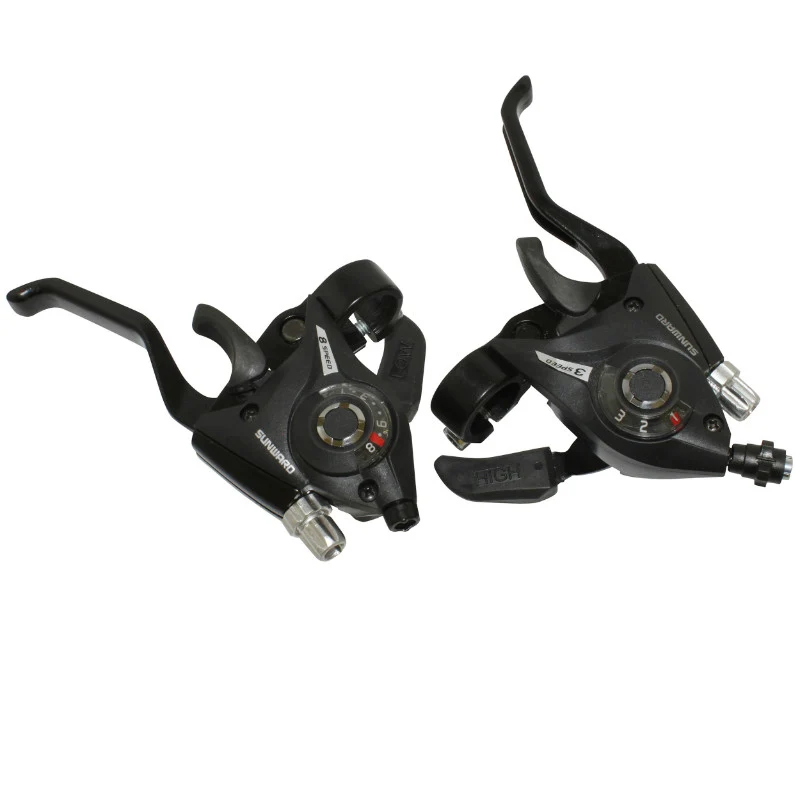 Levier-Manette VTT Patin P2R 3 X 8V. Noir Alu V-Brake Compatible Shimano (Paire)