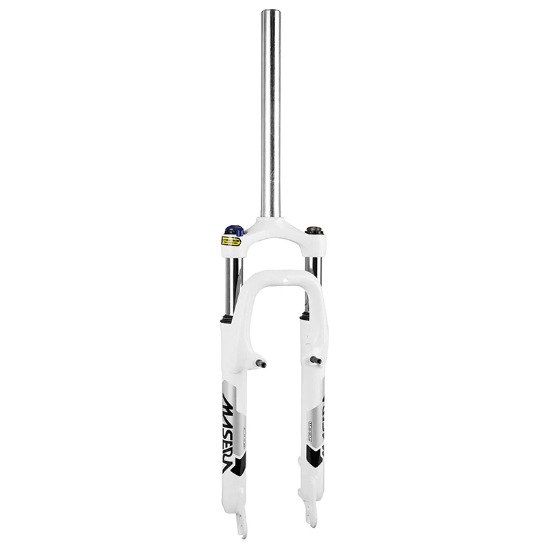 Fourche VTT 26 " Zoom 386Mlo A Ressort Blanc Réglable-Blocable Deb. 60 mm Pivot Lisse 285 mm 1''1-8-28,6 Extérieur Compatible V-Brake-Disque