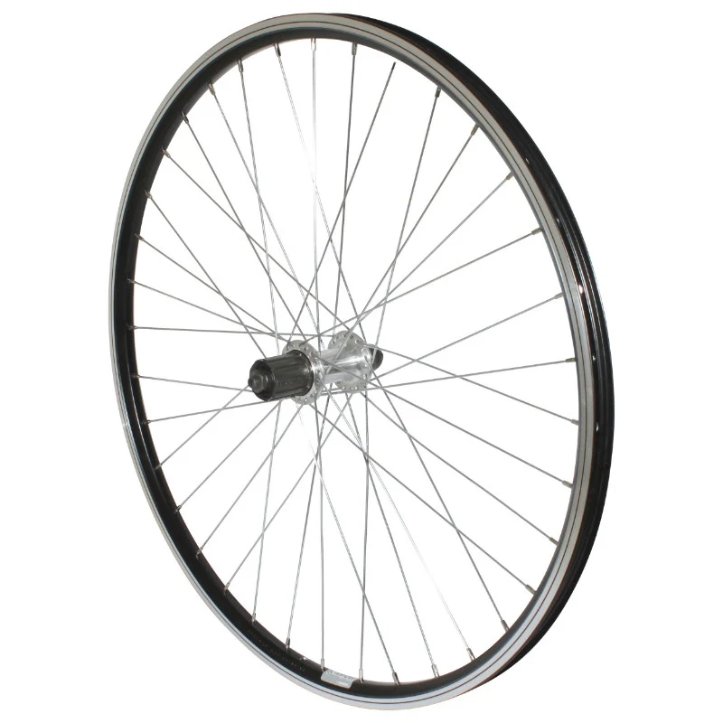 Roue VTT Patin Blocage 26" P2R Arrière Noir Double Paroi Moyeu Alu Cassette 9-8V