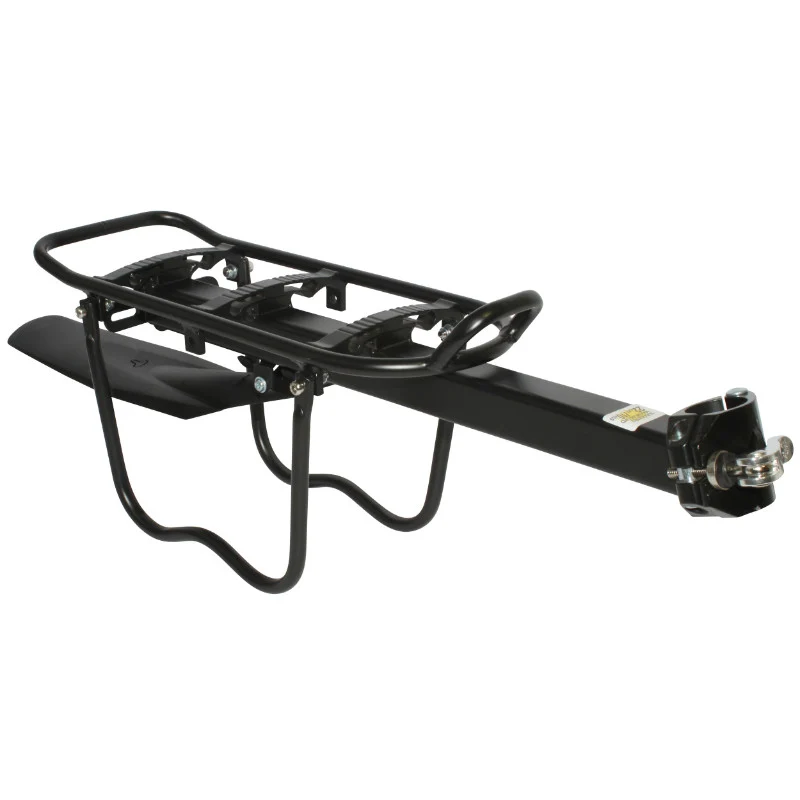 Porte Bagage Vélo Arrière A Fixation Rapide P2R Alu Noir Avec Protection Laterale Pour Sacoche (Sur Tige De Selle)