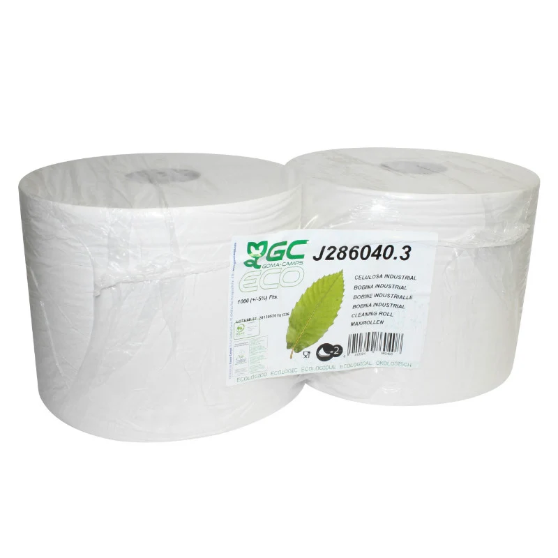 Papier Bobine Essuie-Main Blanc Minerva A Usage Professionnel Double Épaisseur (2 Bobines - 1000 Feuilles)