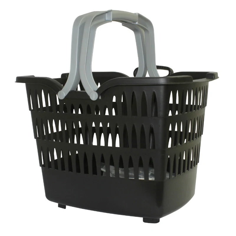Panier Avant Plastique Noir Fixation Rapide Clips 22.2-31,8 mm 19L (L 38 X L28 X H30) Poids Max. 7.5 Kg Pour Tricycle Leader Fox Lovelo (Inclus Support De Fixation)
