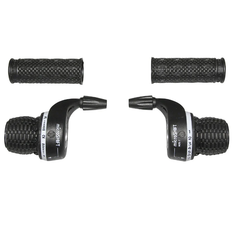 Manette VTT P2R Indexe Type Gripshift 7V. Avec Revetements (Paire) - Poignée Tournante Compatible Shimano