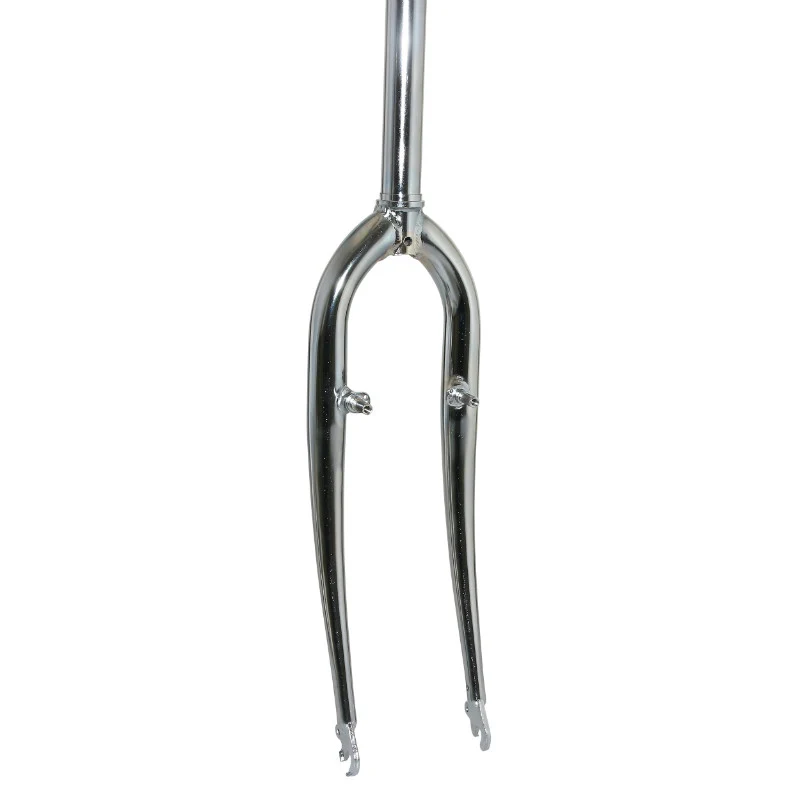 Fourche VTT 26'' Rigide Cintree Acier Chrome Avec Tasseaux Pivot Lisse 250 mm 1''1-8 - 28,6 mm Extérieur
