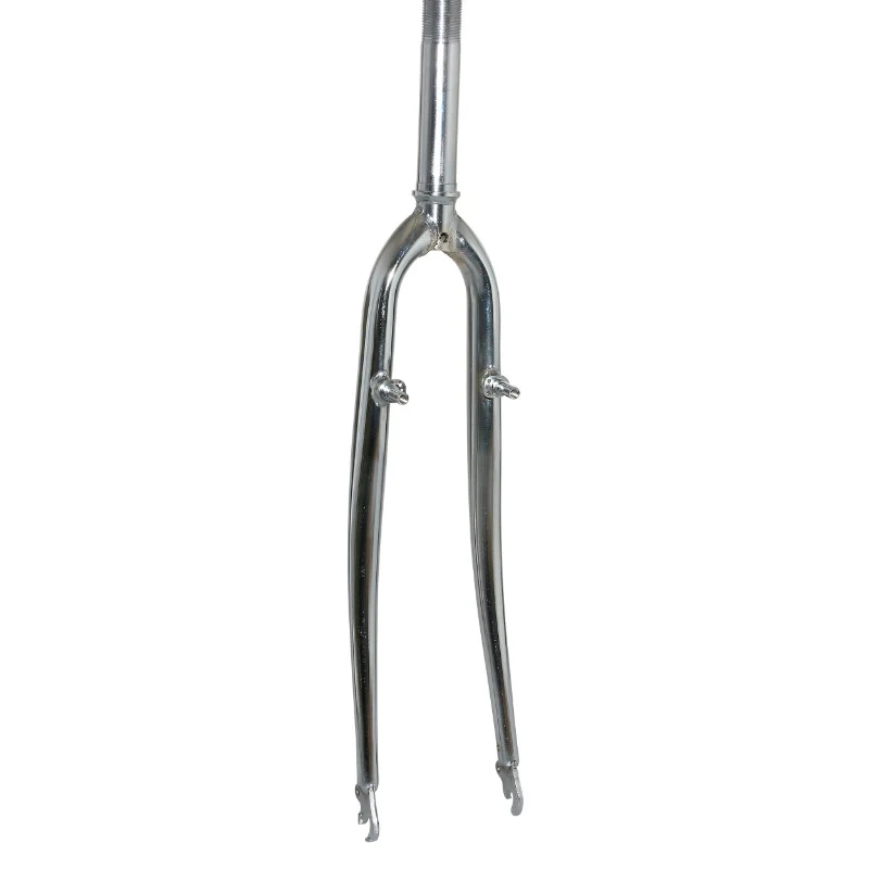 Fourche VTC 700X35 Rigide Cintree Acier Chrome Avec Tasseaux Pivot Filete (255-160 mm) 1"-22,2 Intérieur- Cone 26.4 mm