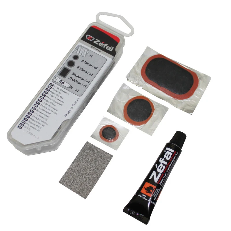 Kit Réparation Chambre A Air Zefal Universel - Boite (6 Patchs 25 mm + 2 Patchs 24X35 mm + Colle + Rape Acier) Avec Notice