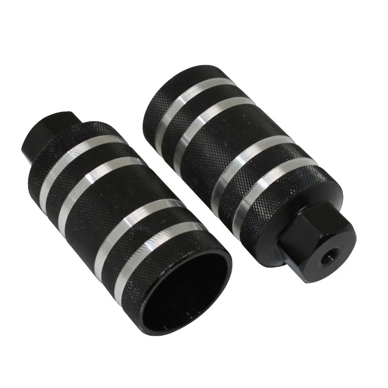 Repose Pied BMX Alu Diam 50 mm Noir Rainures Argent L110 mm Filetage Diam 9 mm (Paire)