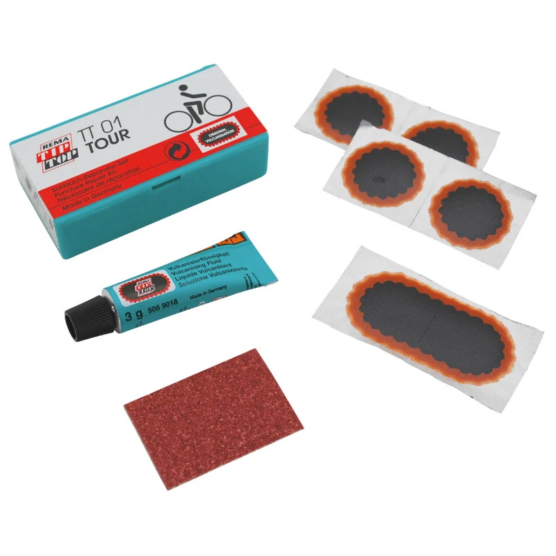 Kit Réparation Chambre A Air Tip Top Tt01 Tour Boite (4 Patchs F0 15 mm + 1 Patch F2 45X15 mm + Colle 3G + Papier Ponce) Avec Notice (506 0007)