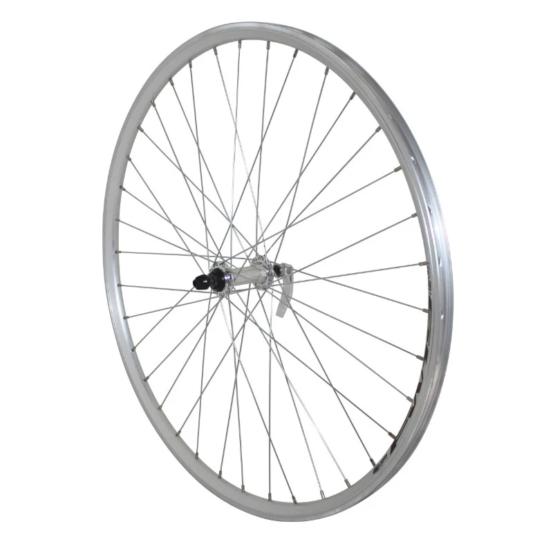 Roue VTC Patin Blocage 700 X 35 - 28" Er10 Argent Avant Moyeu Alu 36 Rayons Jante 19C