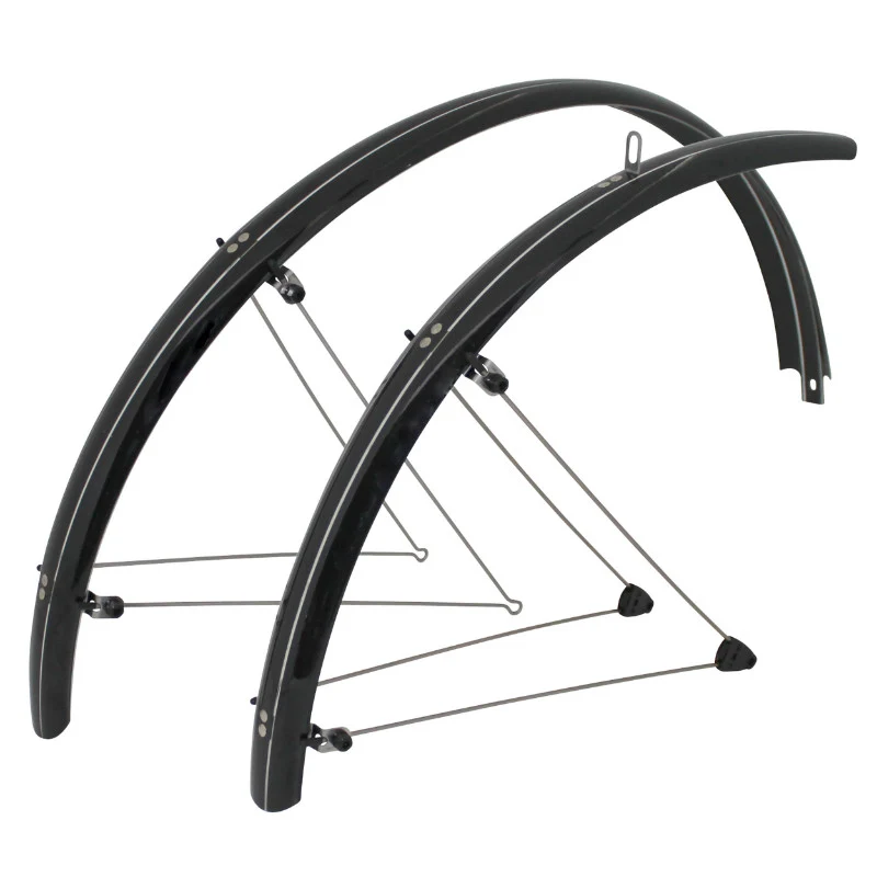 Garde Boue City-VTC Tringles 28'' Stronglight Tour 54 mm Noir (Paire) Avec Fixation Classic Tringles INOX