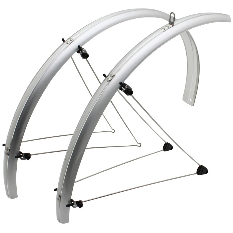 Garde Boue City-VTC Tringles 28'' Stronglight Road 48 mm Argent (Paire) Avec Fixation Classic Tringles INOX