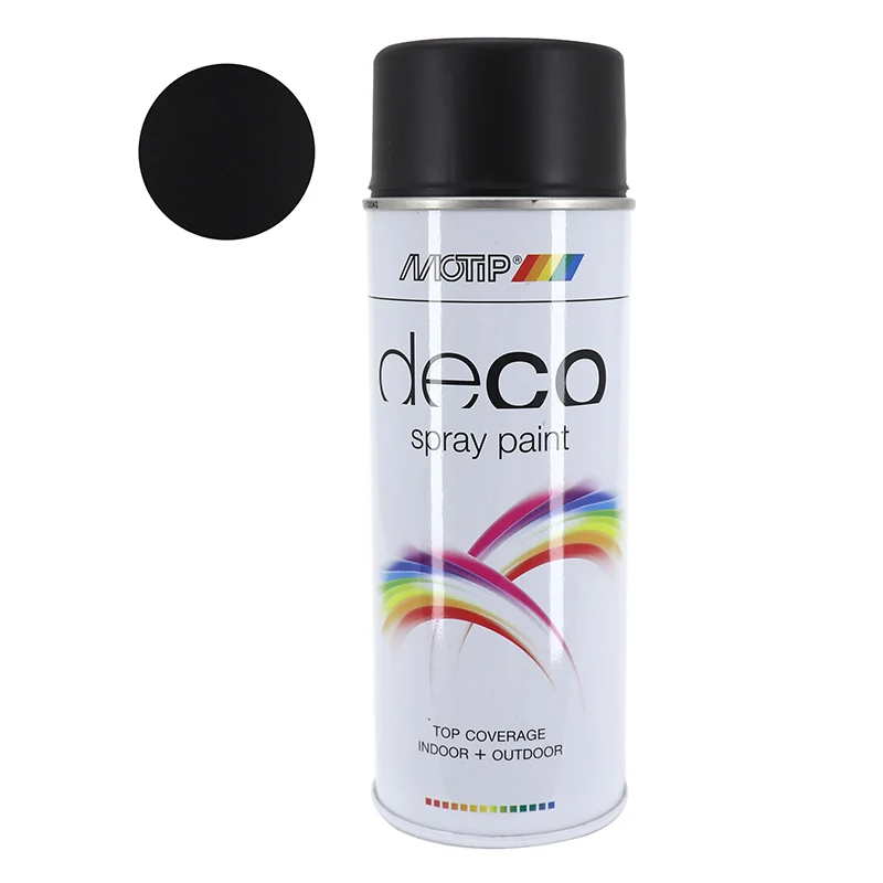 Bombe De Peinture Motip Deco Glycero Satin Noir Profond Aerosol 400Ml (01659)
