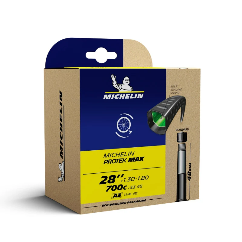 Chambre A Air Vélo 700 X 32-42 Michelin Protek Max A3 Valve Standard Avec Liquide Anti-Crevaison