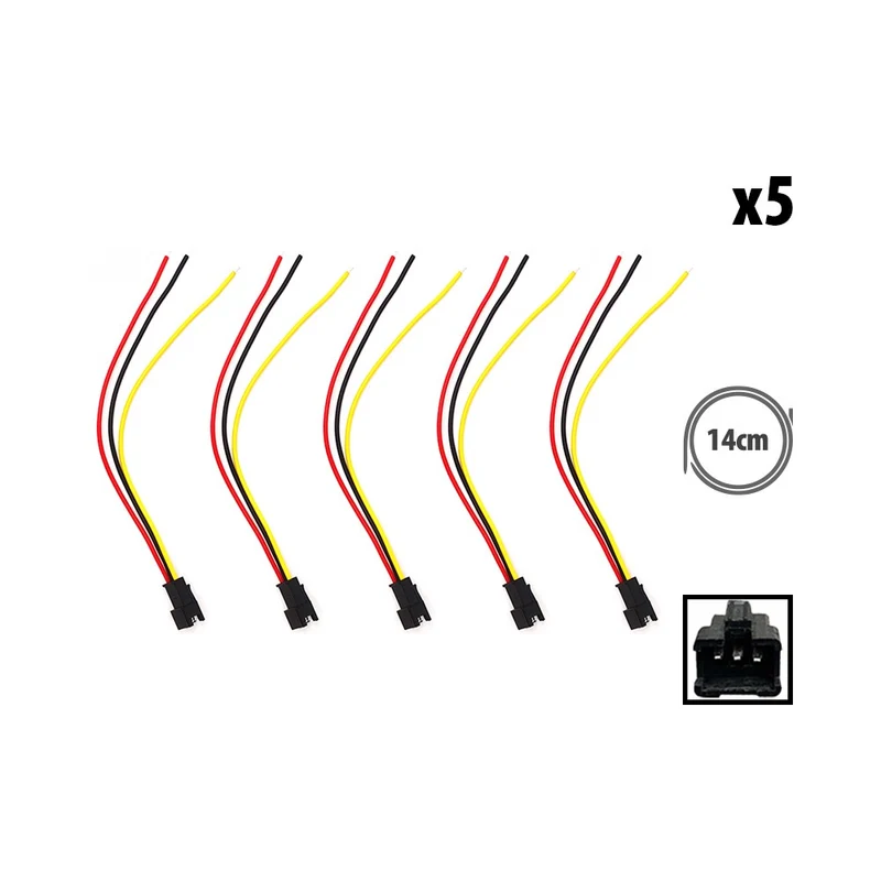 Prise JST 3 pin avec câble mâle x5
