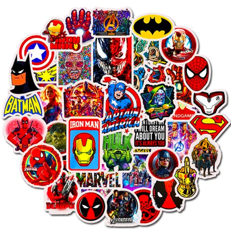 Autocollant Trottinette Cartoon Super Heroes (50pcs)