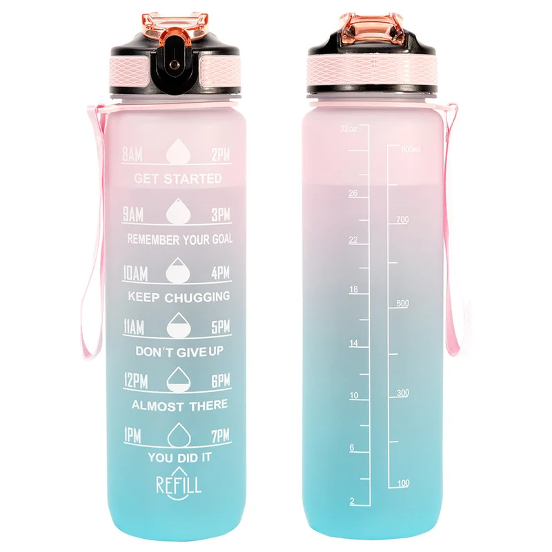 Cycling Motivational Water Bottle With Straw 32oz