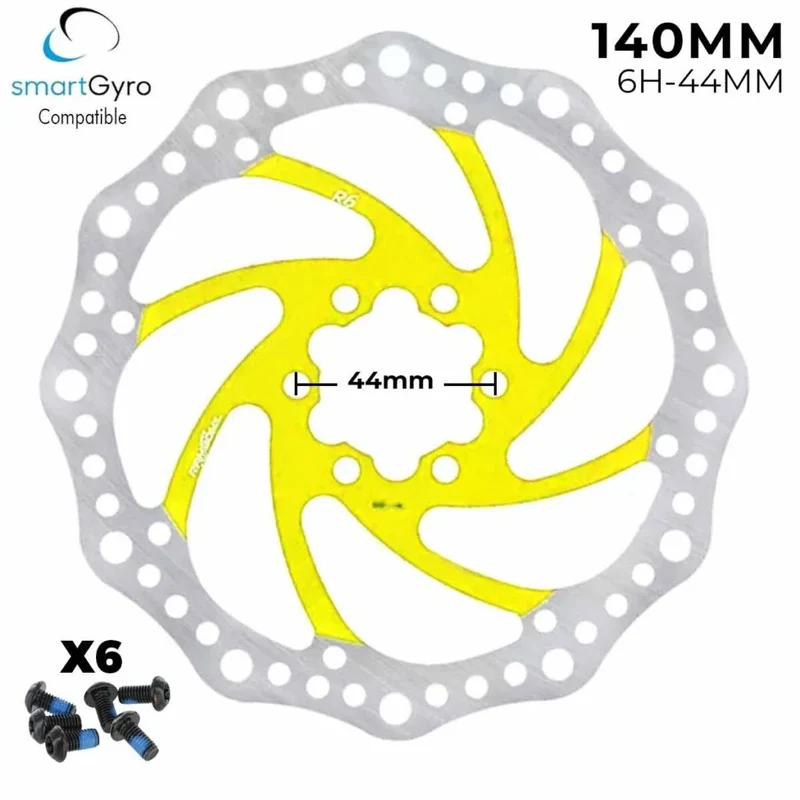 Disque de frein pour trottinette électrique 6 trous 140 mm jaune