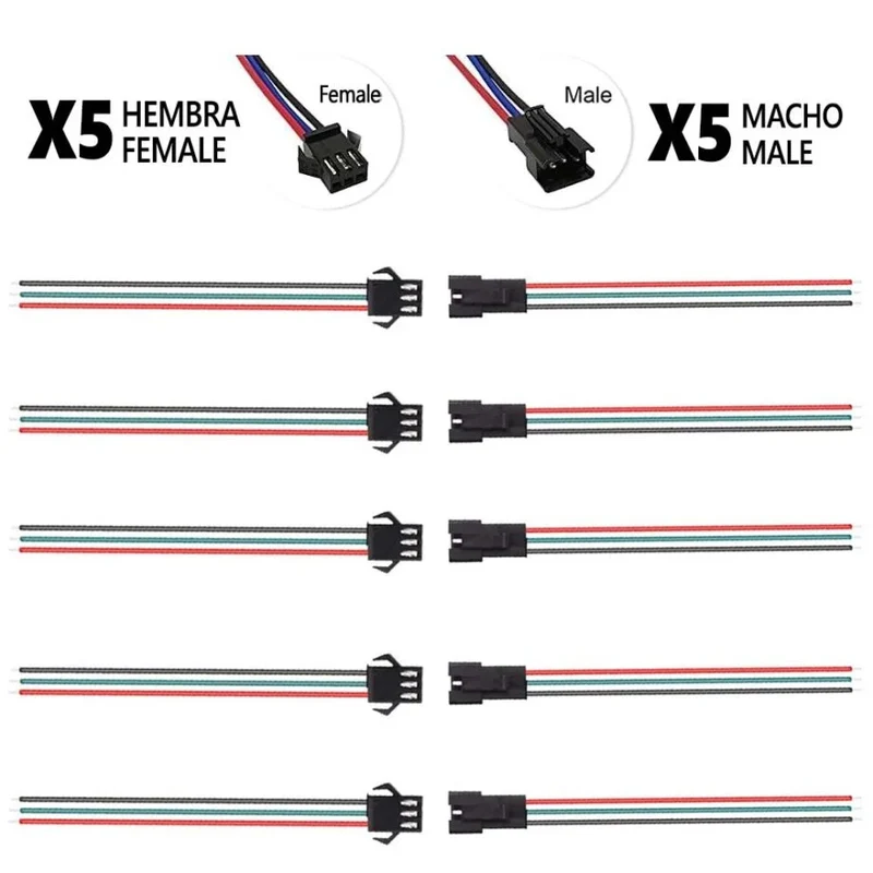 Connecteur SM 3 broches avec câble 22 AWG – 5M/5H