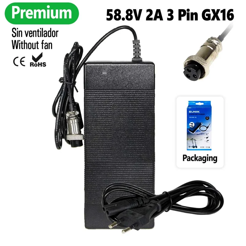 Chargeur premium 58,8V 2A connecteur GX16 3 broches